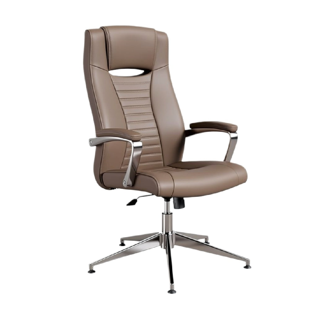 **Chaise de bureau ergonomique en cuir synthétique avec accoudoirs et base en métal**